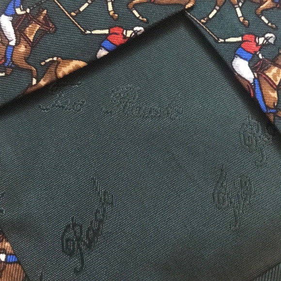 Polo Player 100% Silk made in Italy Green - Picture 4 of 5